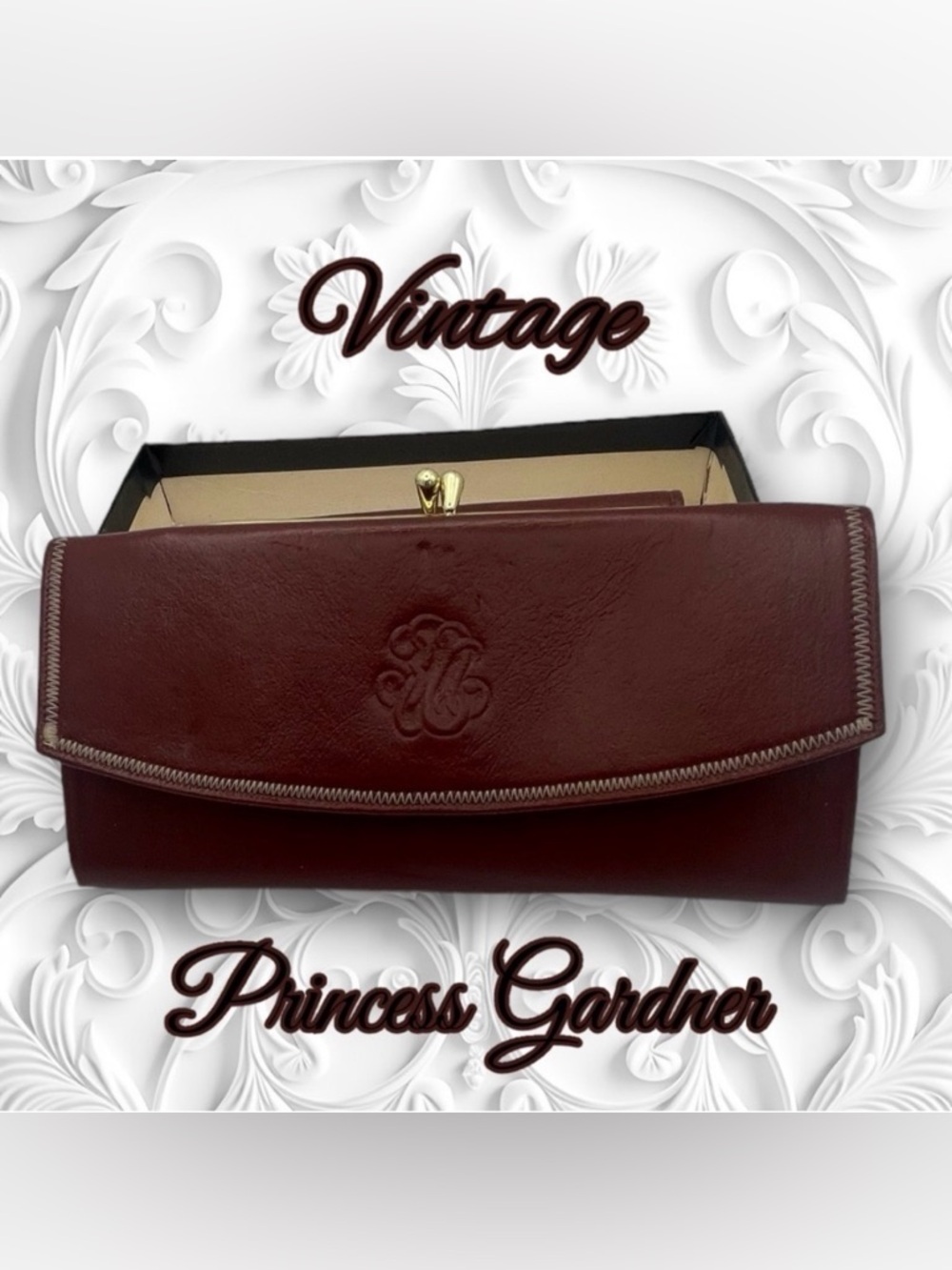 Princess Gardner Vintage NOS Burgundy Leather Long Wallet